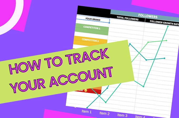 Cover image with text how to track an Instagram account, with a chart next to it.