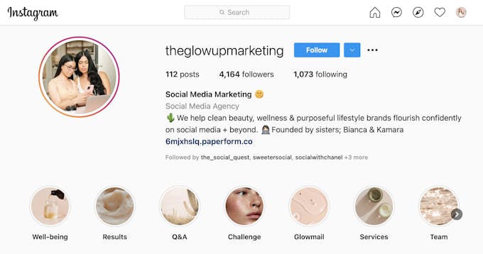 Glow up marketing social media agency