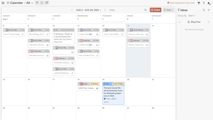 CoSchedule calendar page