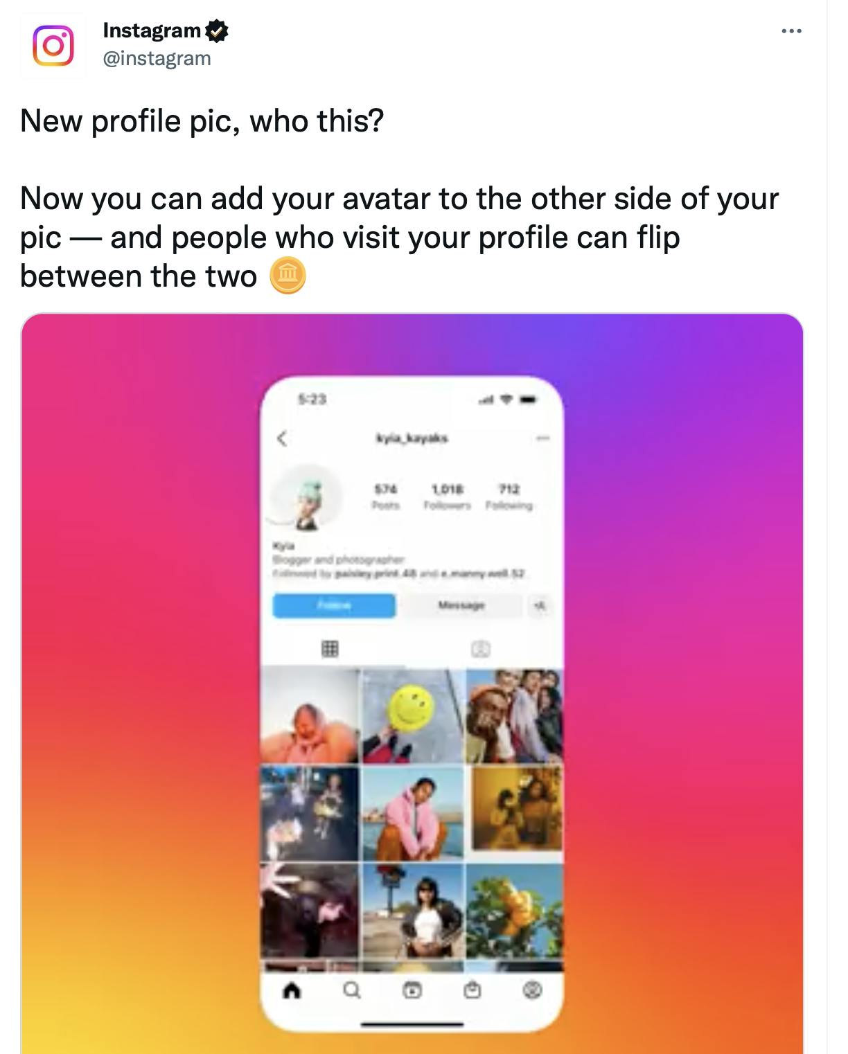 Instagram announced a new dynamic profile picture