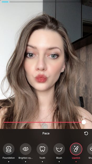 A screenshot of the tiktok app showing how you can change your appearance with beauty filters