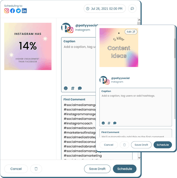 Schedule to Instagram, Facebook, Twitter, LinkedIn & Google My Business