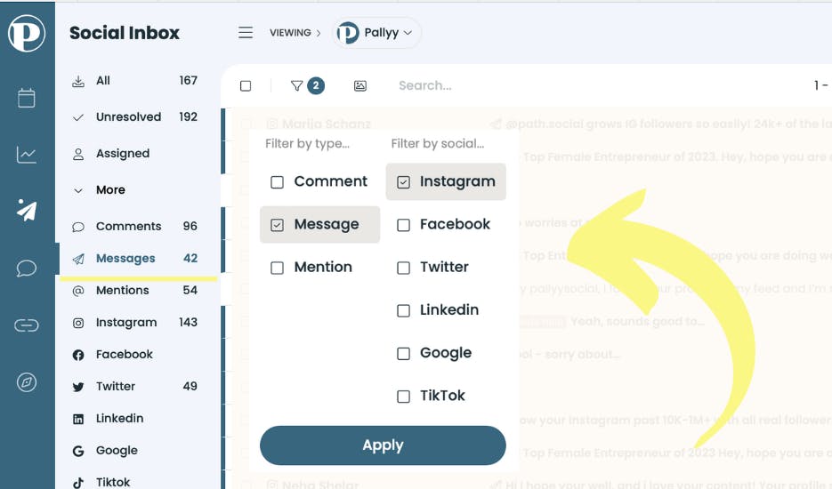 How to reply to Instagram messages using Pallyy's Social Media inbox