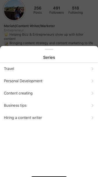 Create a IGTV series to create a series of epsiodes