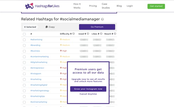 Hashtags for likes Instagram hashtags tool dashboard