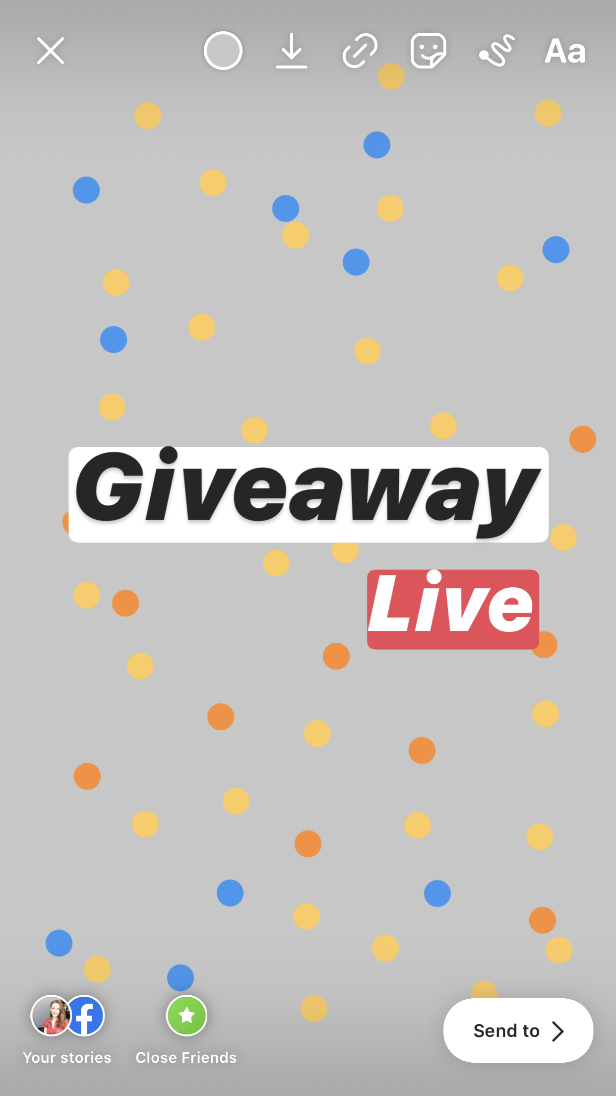 Screenshot of a colourful background made with the Instagram story drawing tools in app.