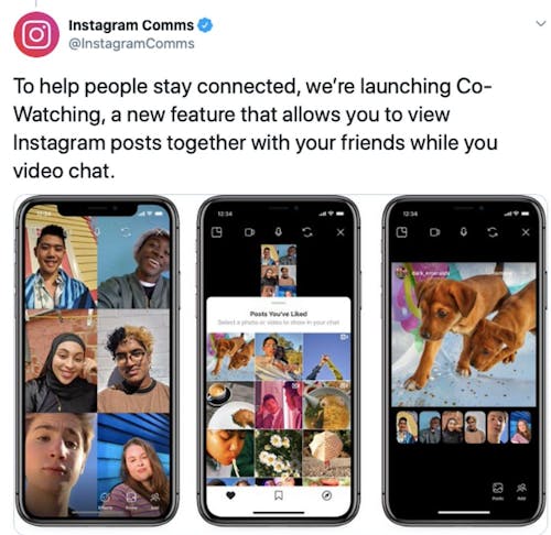 Instagram launched co-watching to help their users during coronavirus lockdown