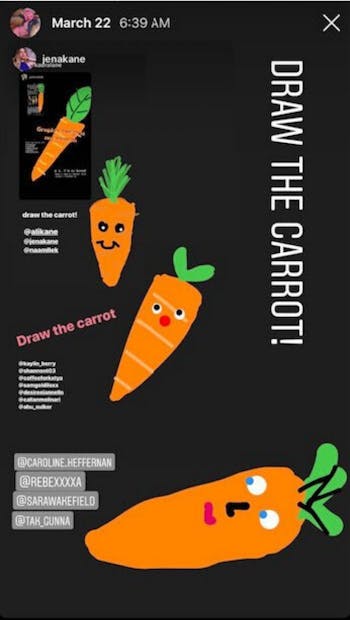 Draw the carrot Instagram challenge during quarantine
