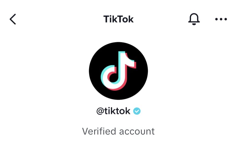 A screenshot of verified TikTok account with the blue tick