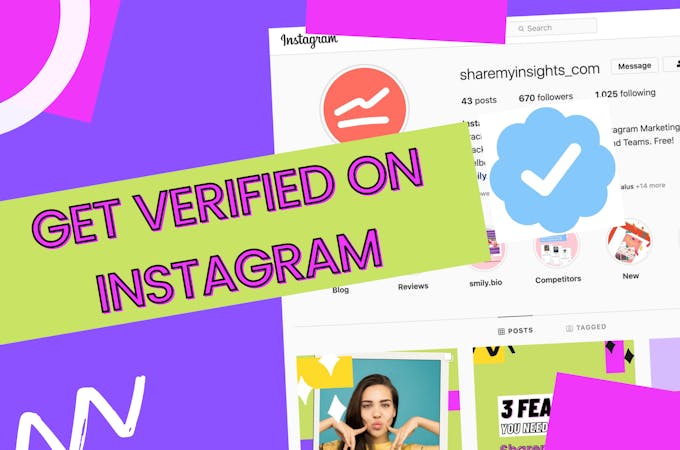 Cover image with the text get verified on Instagram, with a blue verified check next to it.
