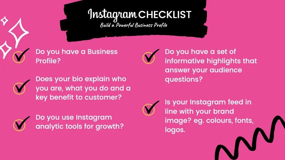 Use this instagram checklist to help optimise and grow your business profile