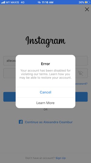 appeal block on your deactivated instagram account