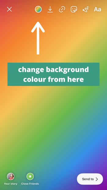 Adjust your Instagram story background color from the circle icon at the top of your screen
