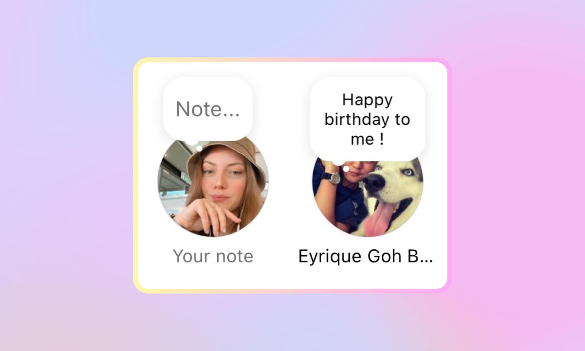 Instagram Notes example