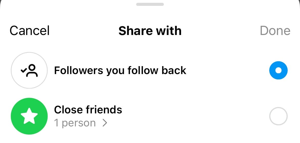 Share an Instagram note with Followers you follow back or Close friends