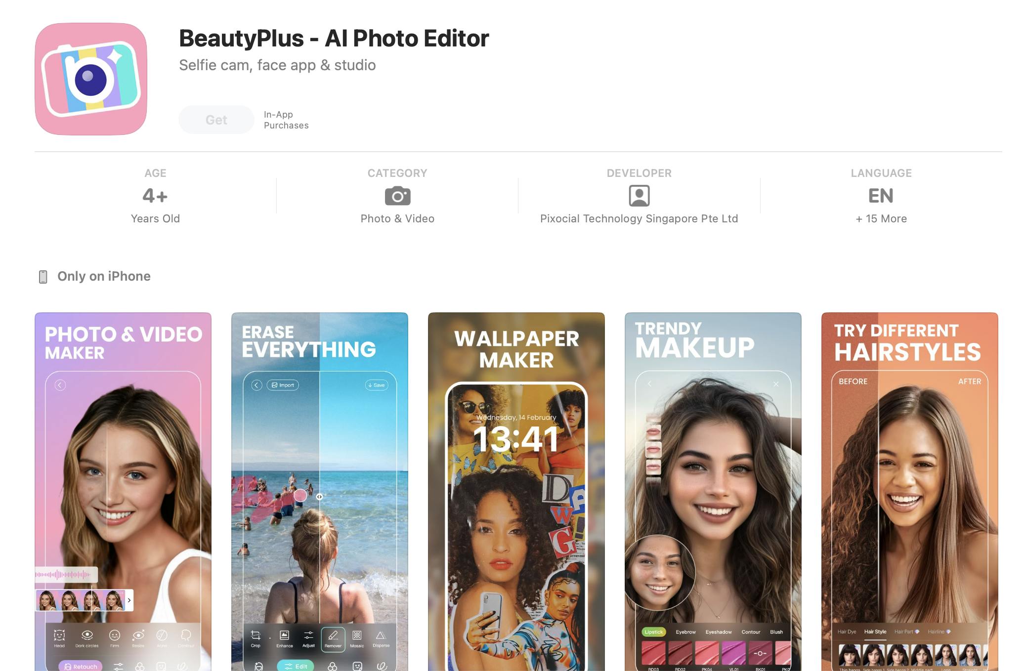 BeautyPlus AI photo editor app