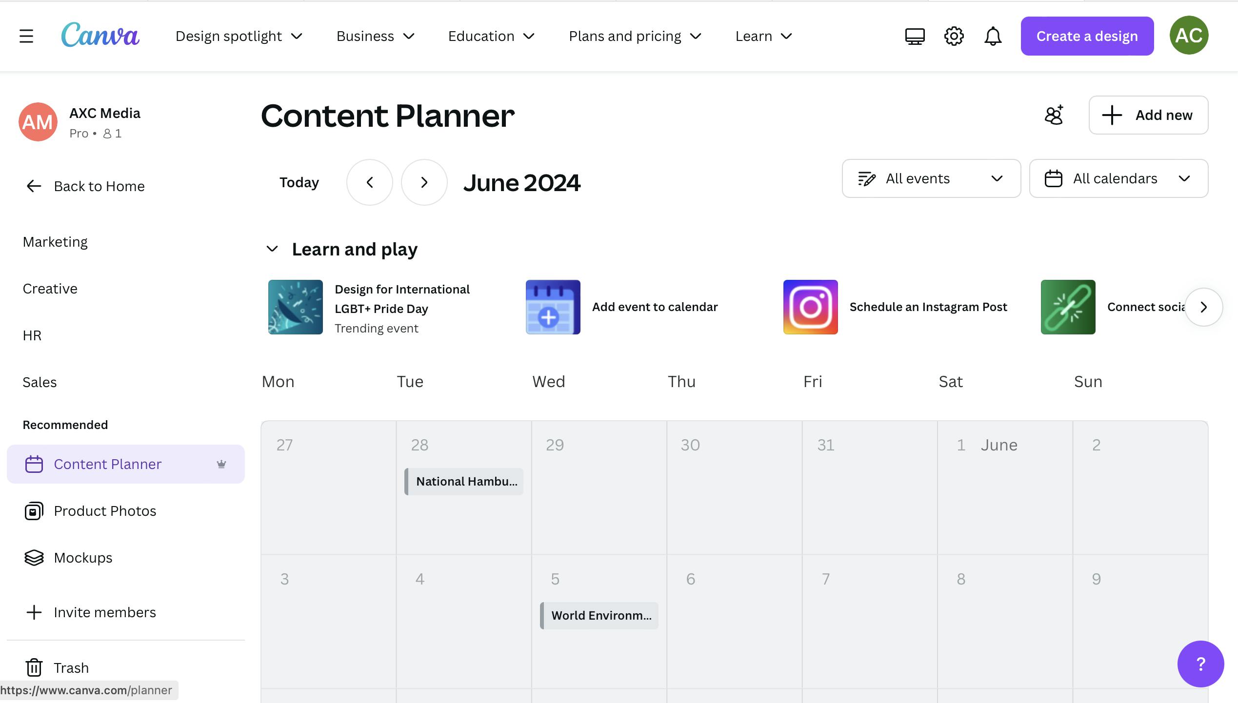 Canva Content Planner