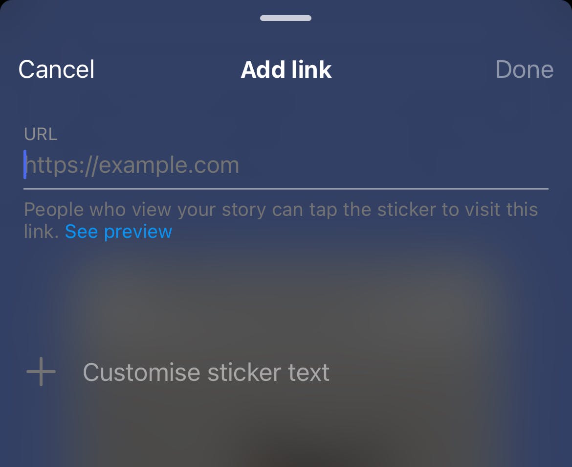 Add URL link sticker on stories