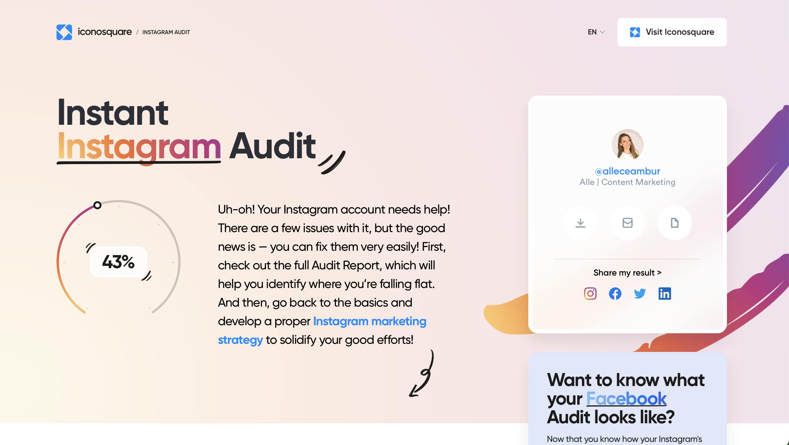 Iconosquare Instagram audit tool