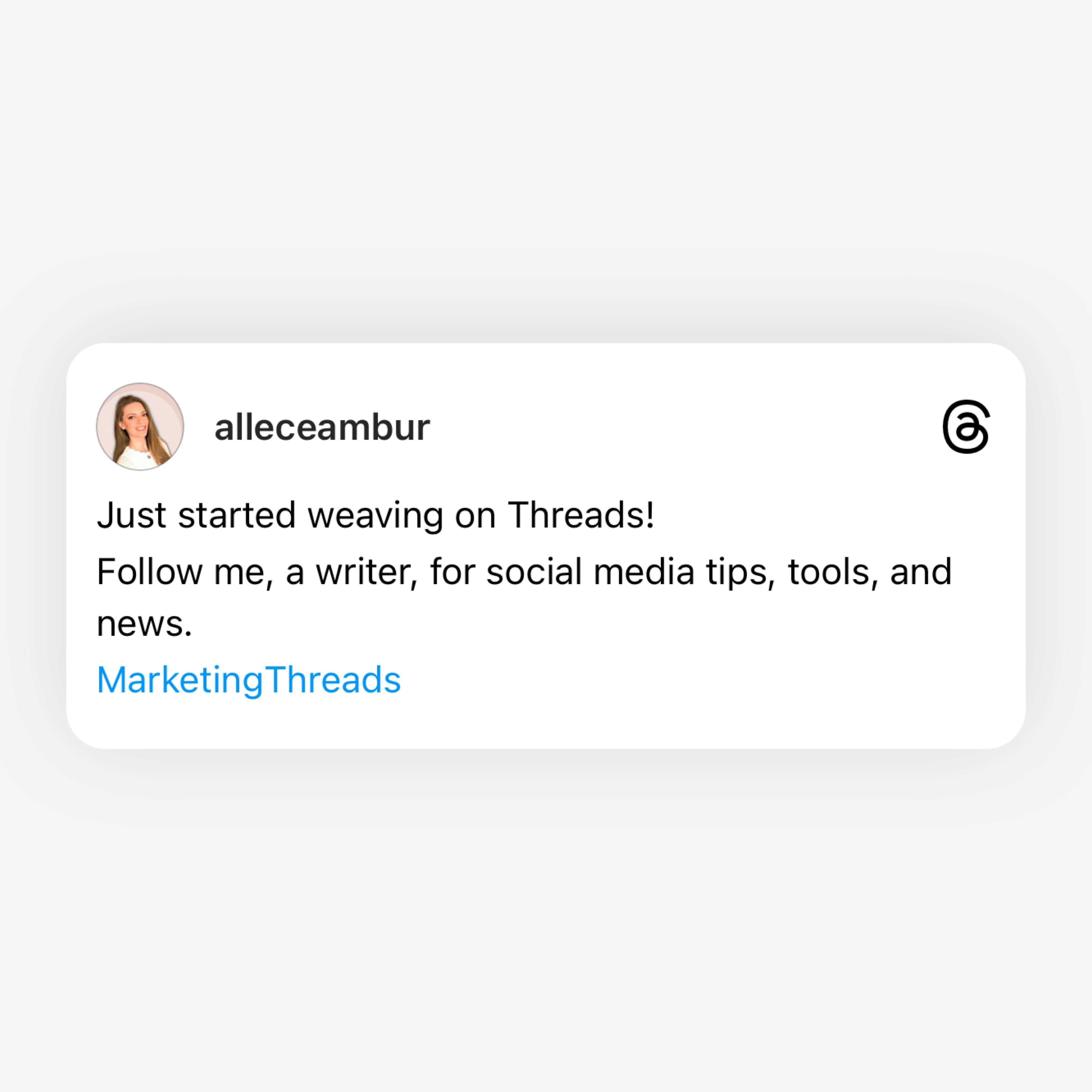 Threads announcement post by Alle Ceambur