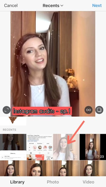 Choose your video from your camera roll, it must be between 1 to 20 minutes long for an IGTV
