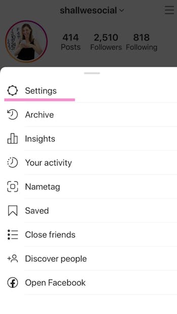 In the menu click the settings button with a cog icon
