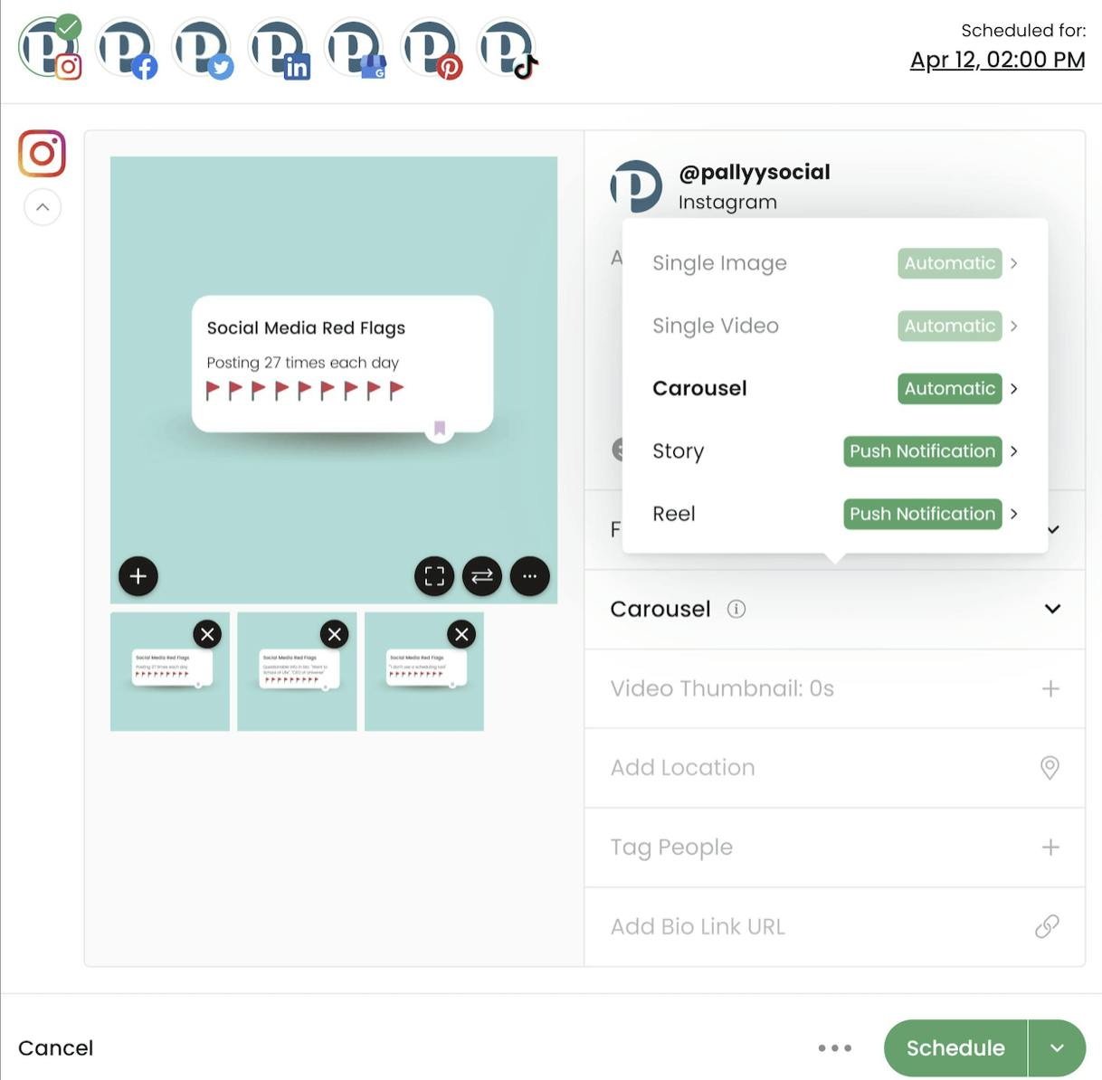 How to create a instagram photo dump post with Pallyy