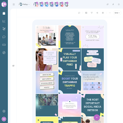 A preview of the Instagram feed planner view in Pallyys dashboard.