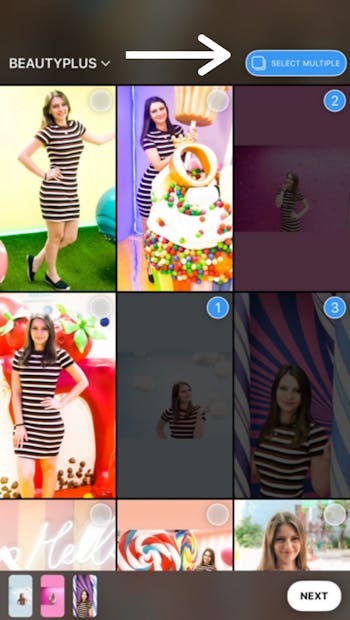 Tap on the select multiple button to add more than one photo to your Instagram story