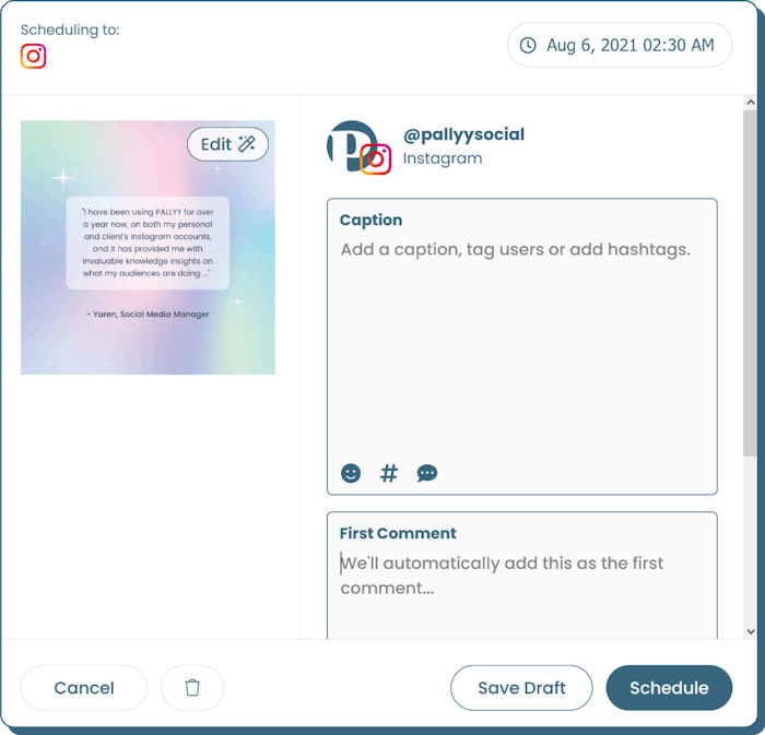 Instagram business profiles scheduling