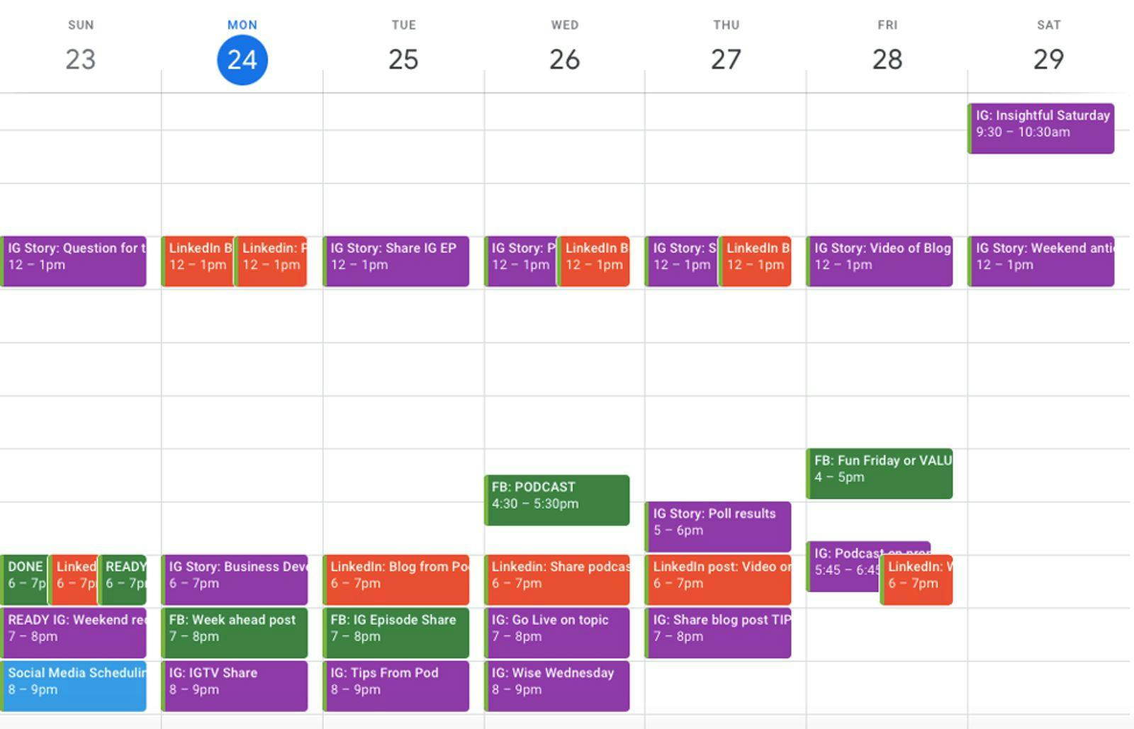 Use a calendar to plan out when you will post content to Instagram