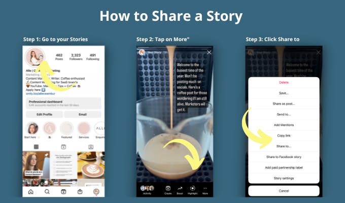 How to share a Instagram Story via link