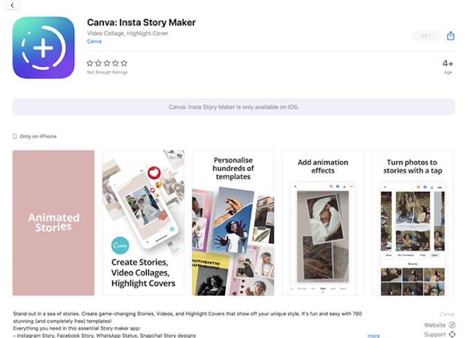 Instagram story editing tool - canva.