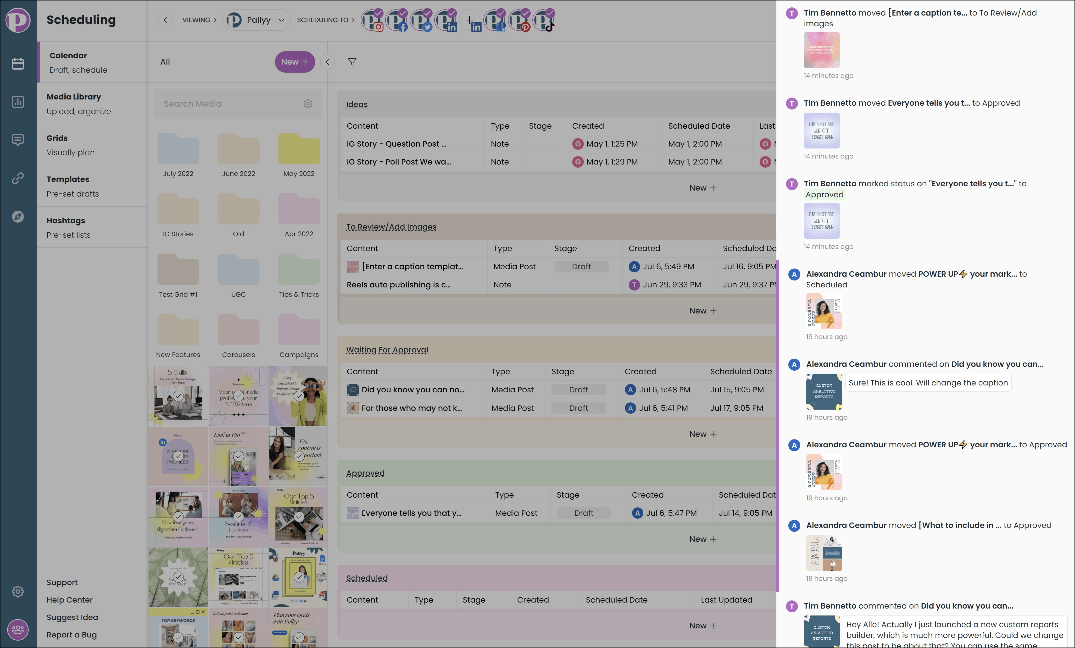 Scheduling Views Activity Feed