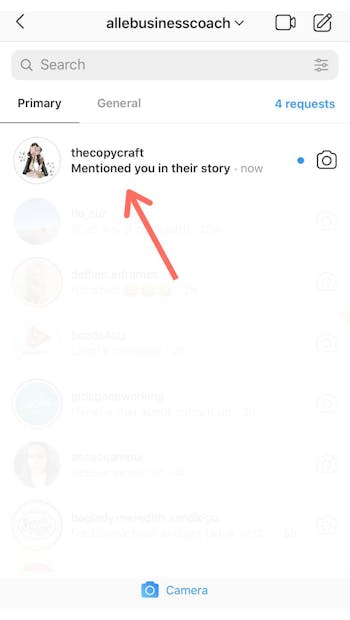 When someone tags you in their story you will get a DM with the notification.