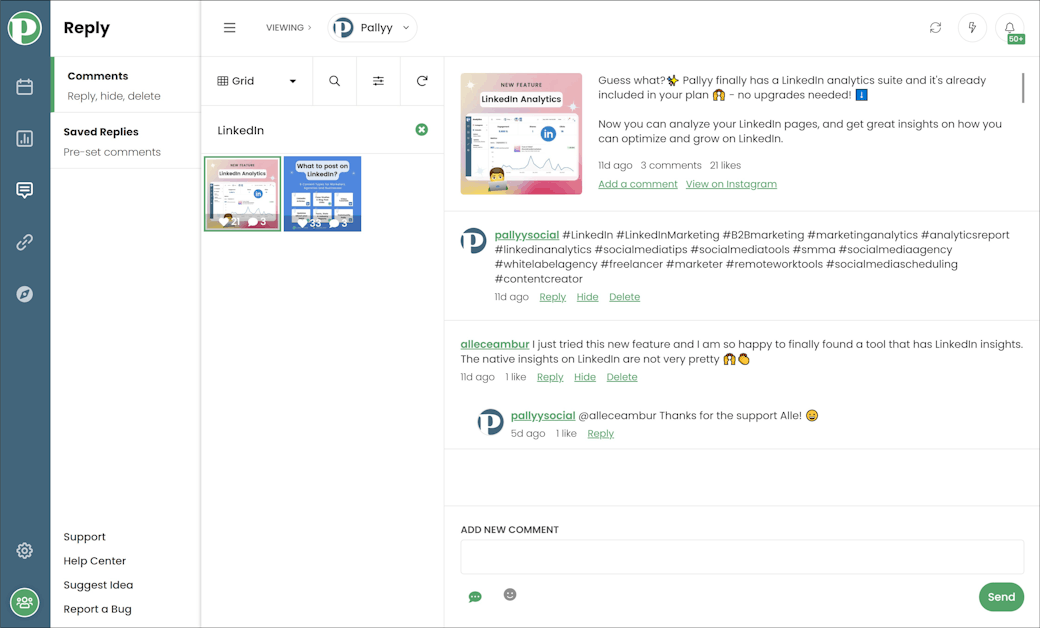 Manage Instagram Comments - Search