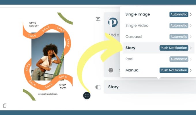 Create a new Story post by toggling the post type to Story