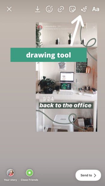 Tap on the drawing tool in your story preview