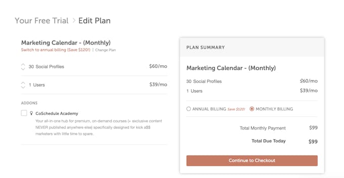 CoSchedule pricing page