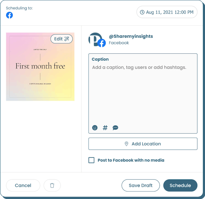 Facebook page Scheduling