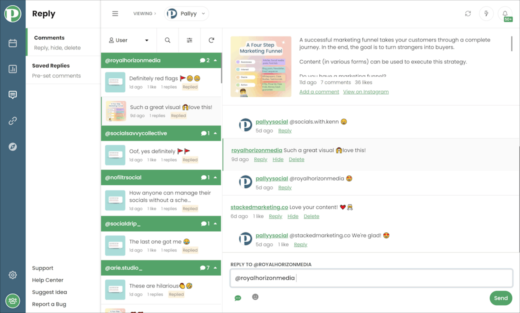 Manage Instagram Comments - User View