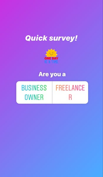 A screenshot of an Instagram story survey, asking the reader to choose between two options.