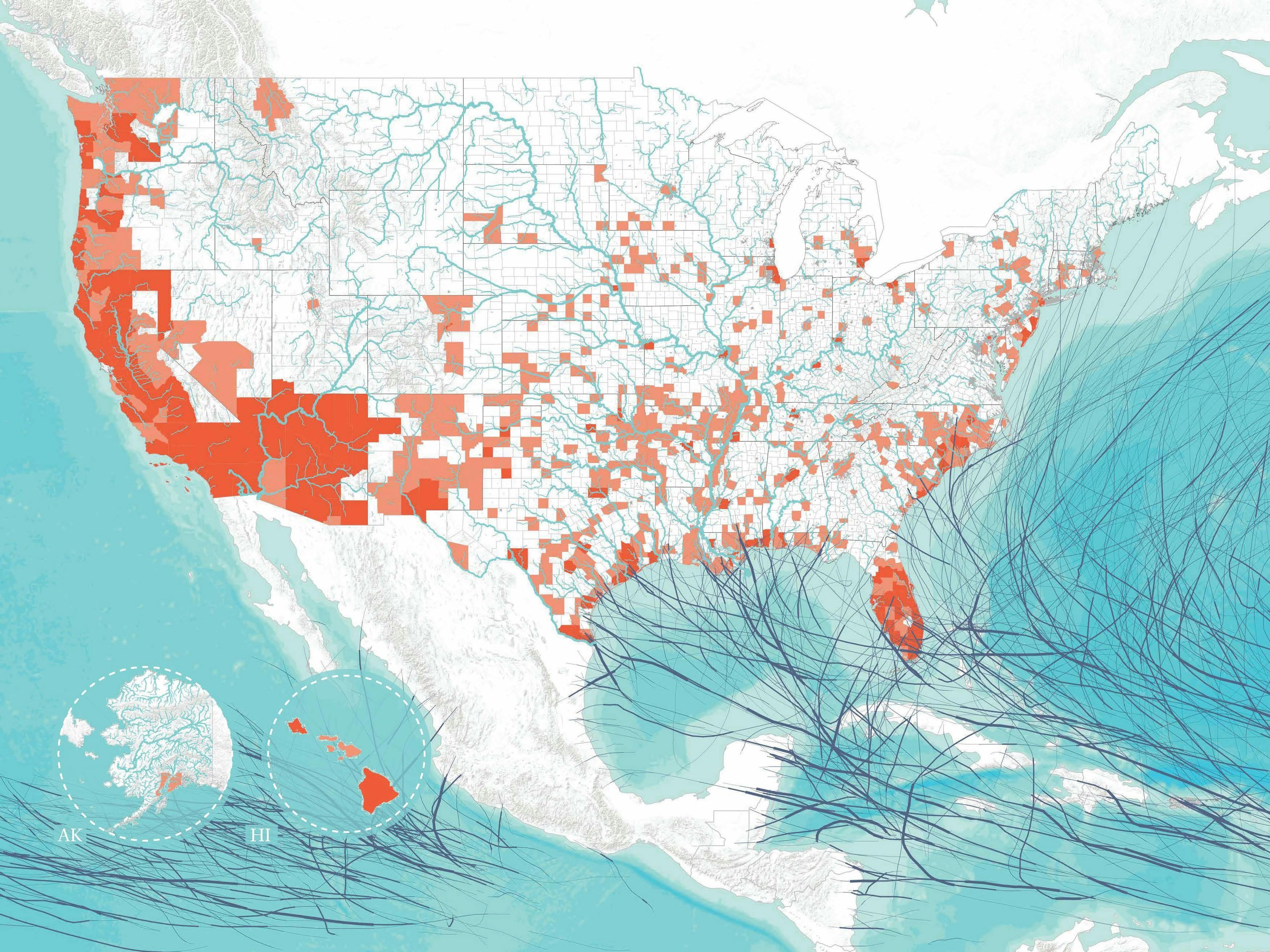 map of united states showing natural disaster data and patterns