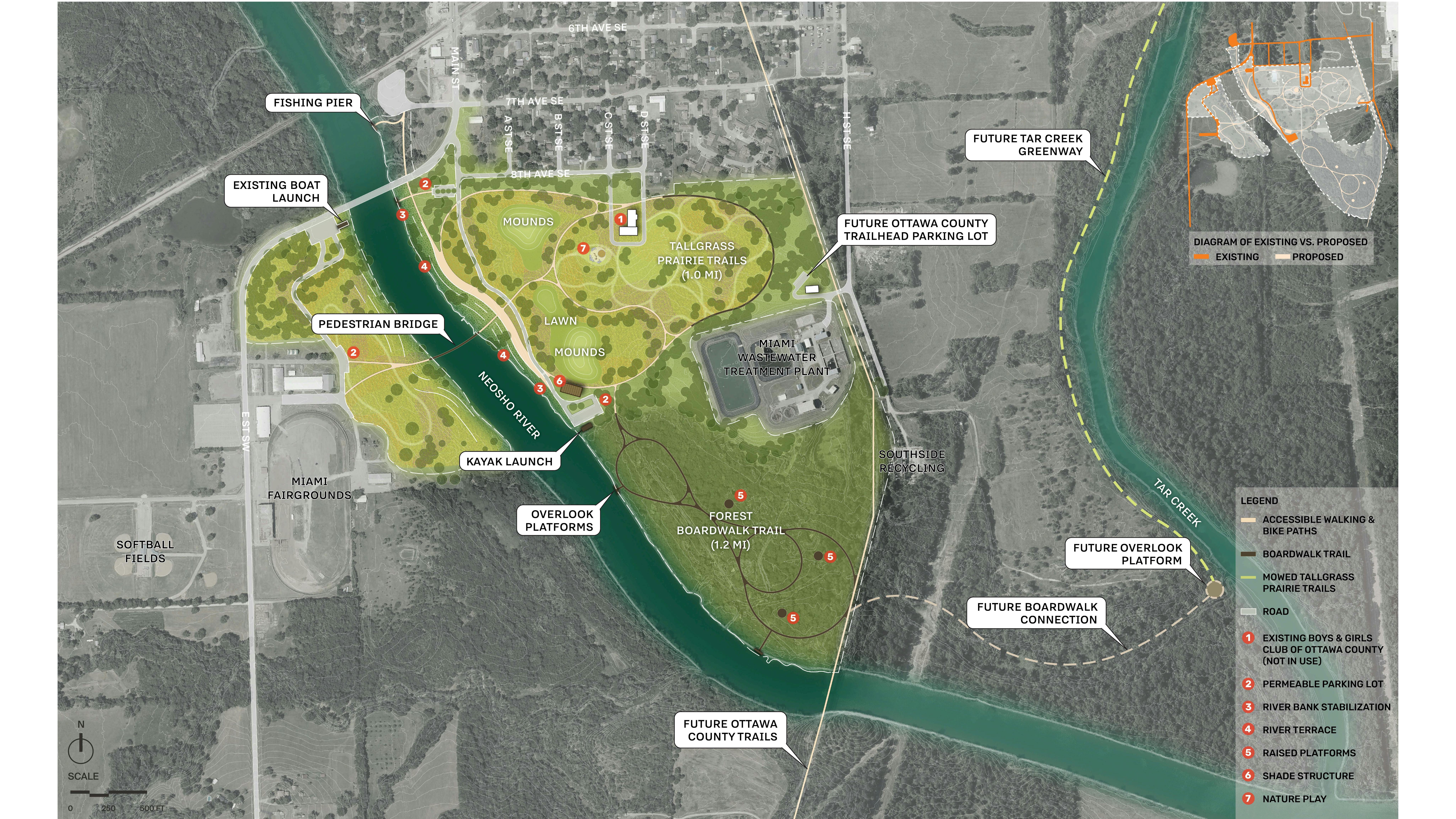 site plan of park along river