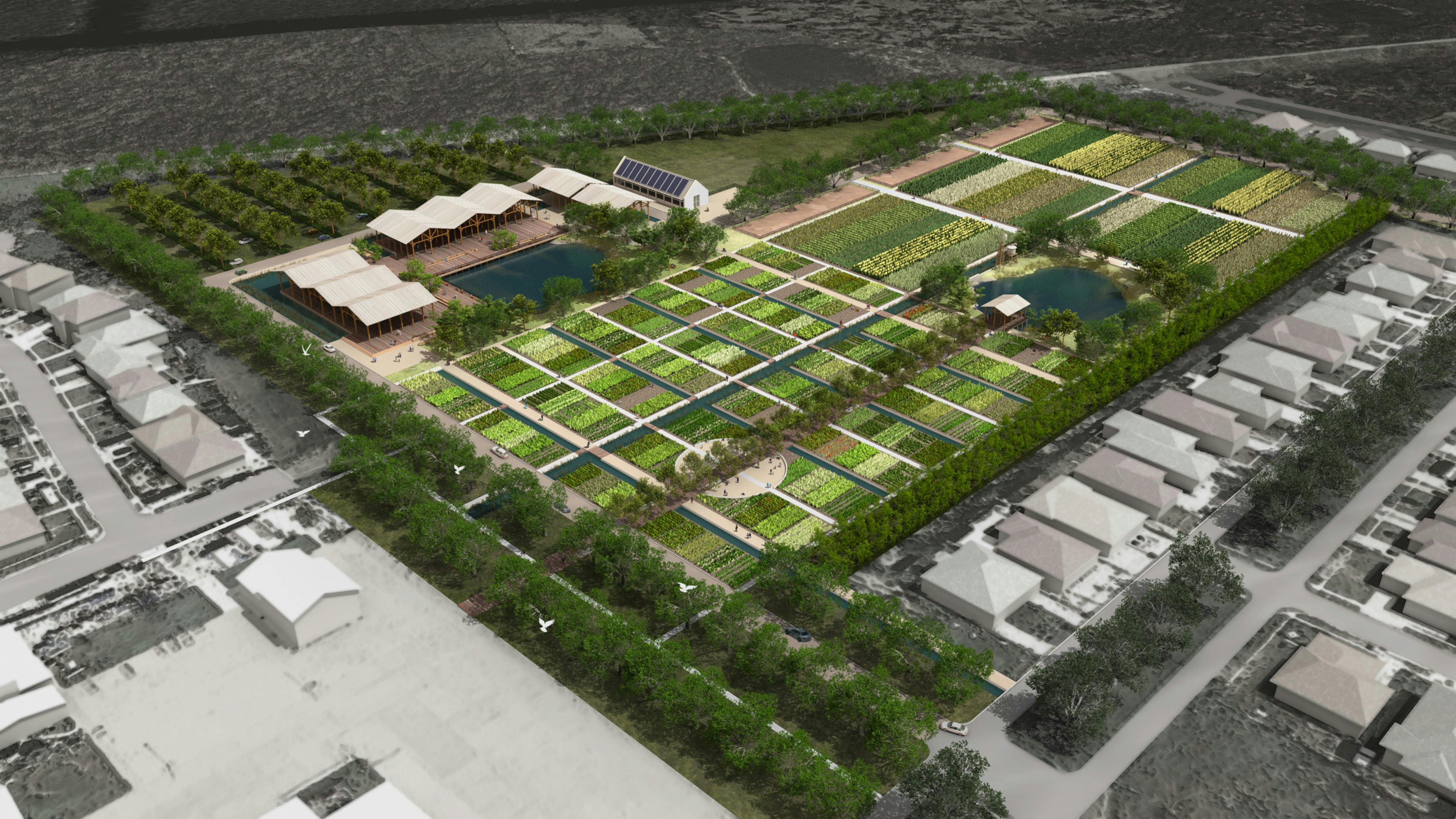 aerial rendering  of farm