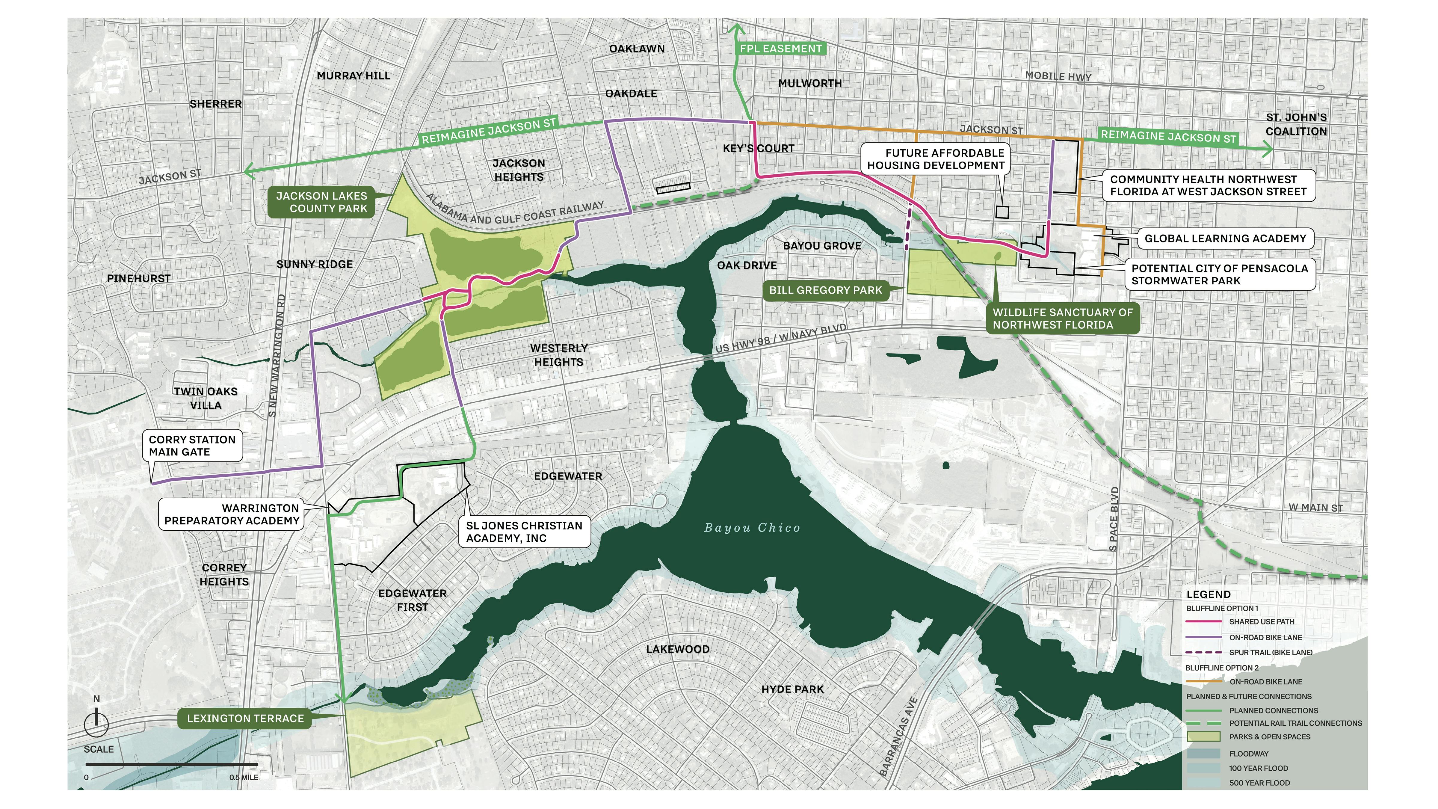 Map of trails throughout the community