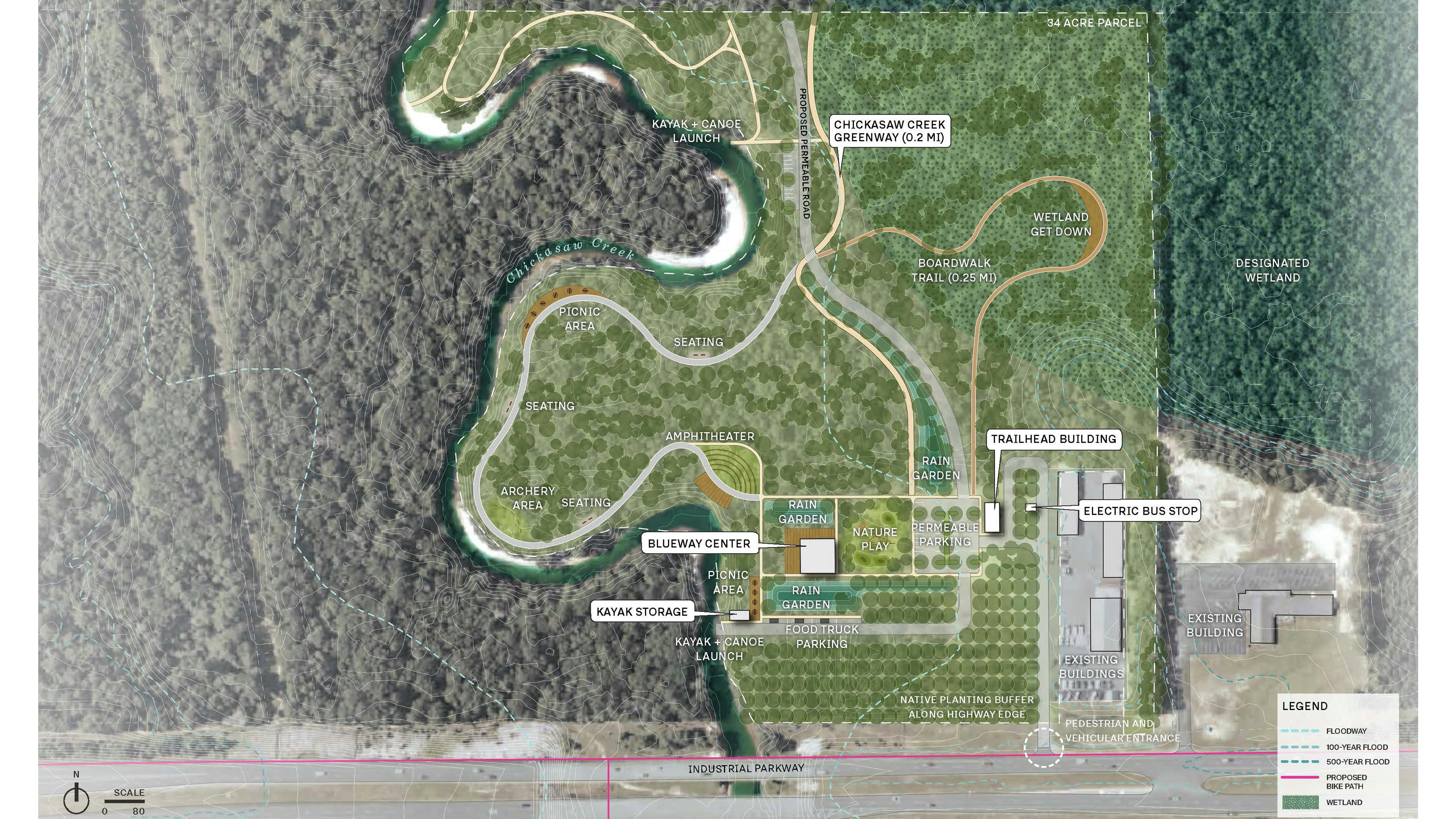 Aerial site plan of champions park