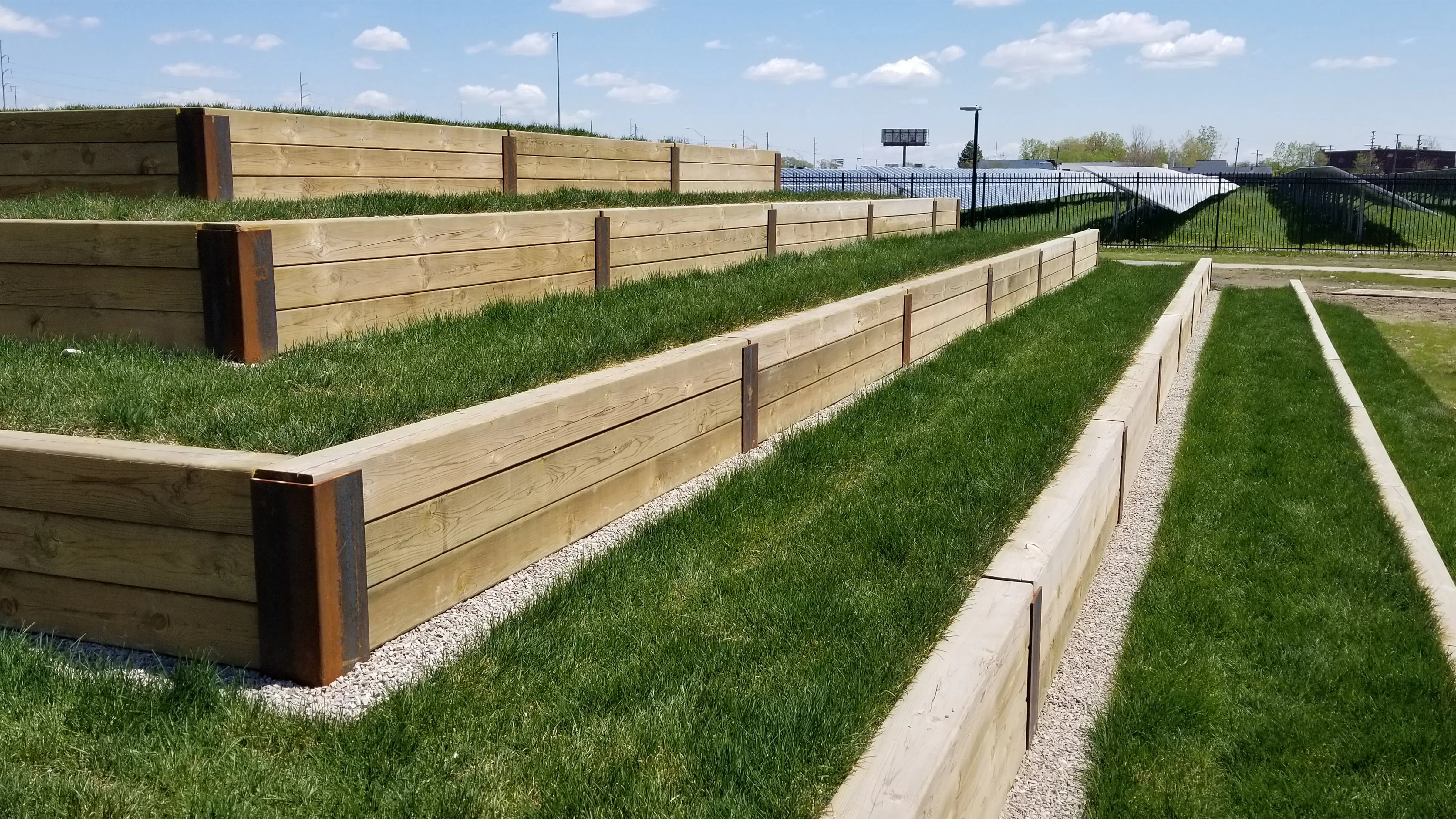 Close Up of wooden tiered terraces 
