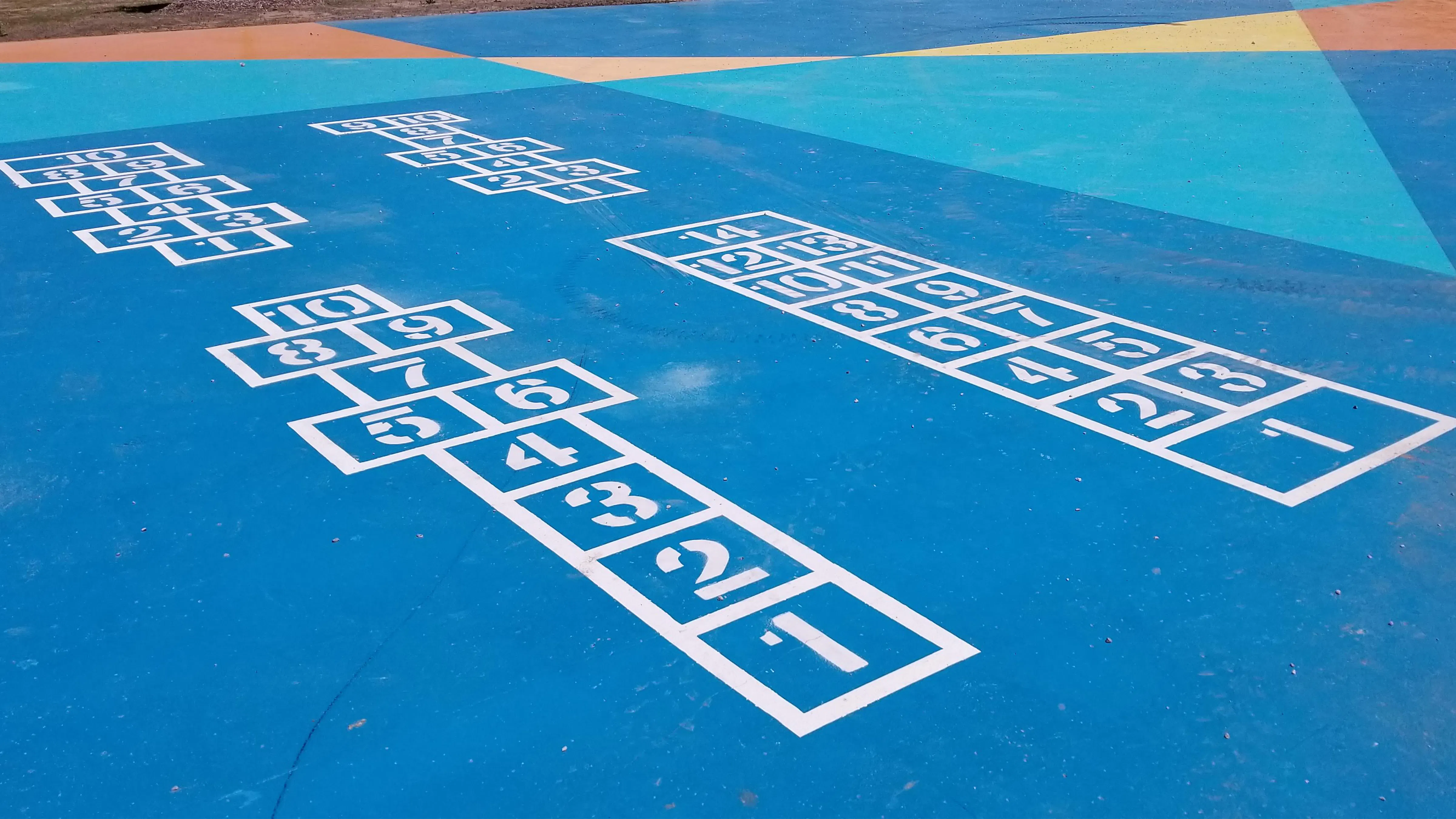 Close up of hopscotch game on the playscape 