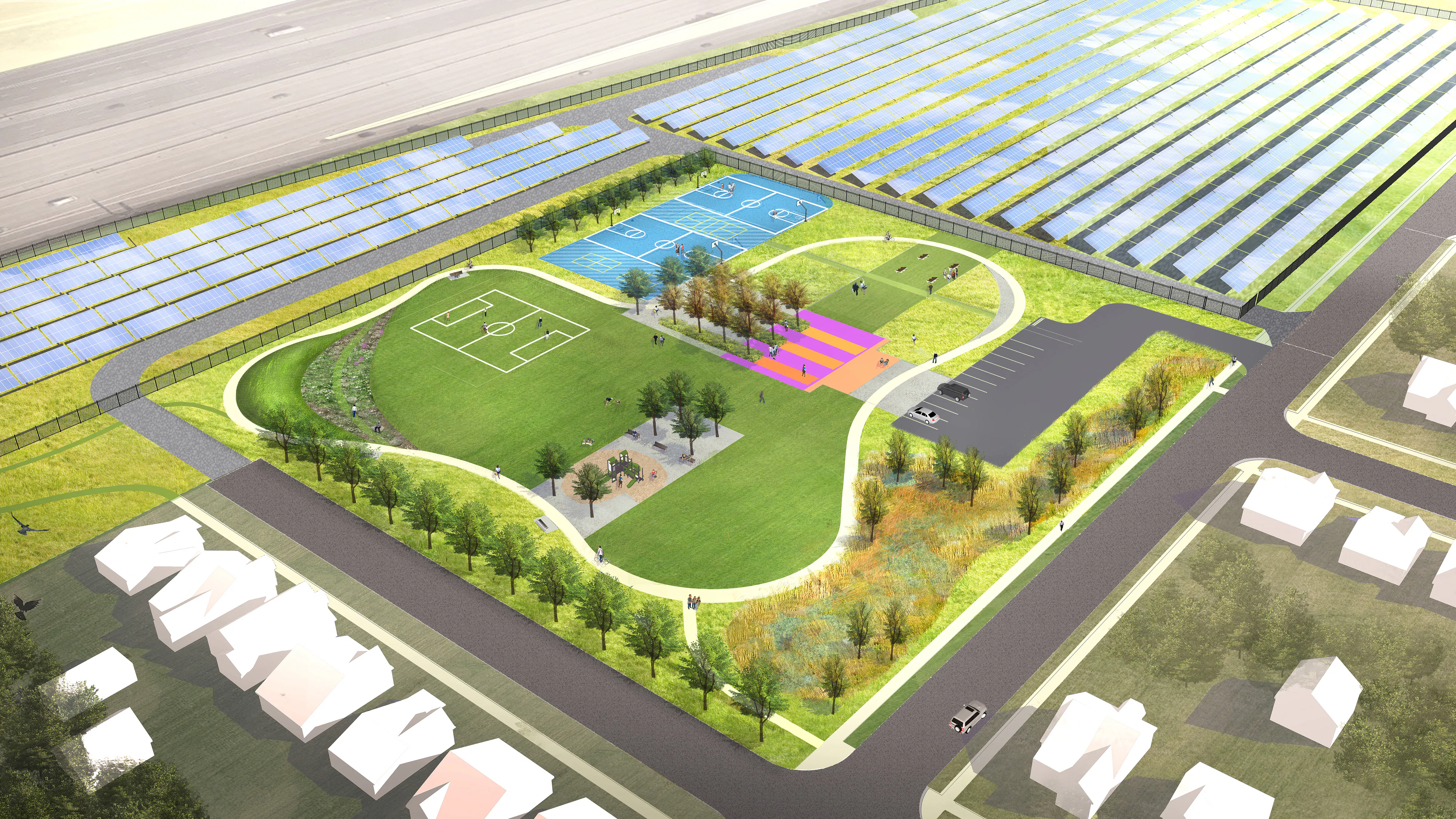 Aerial perspective of O'Shea Solar Park